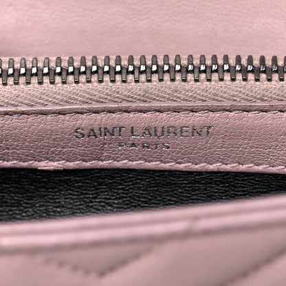 Saint Laurent Sheepskin Matelasse Chevron Monogram Medium College Bag Rose Poudre 11 of 19