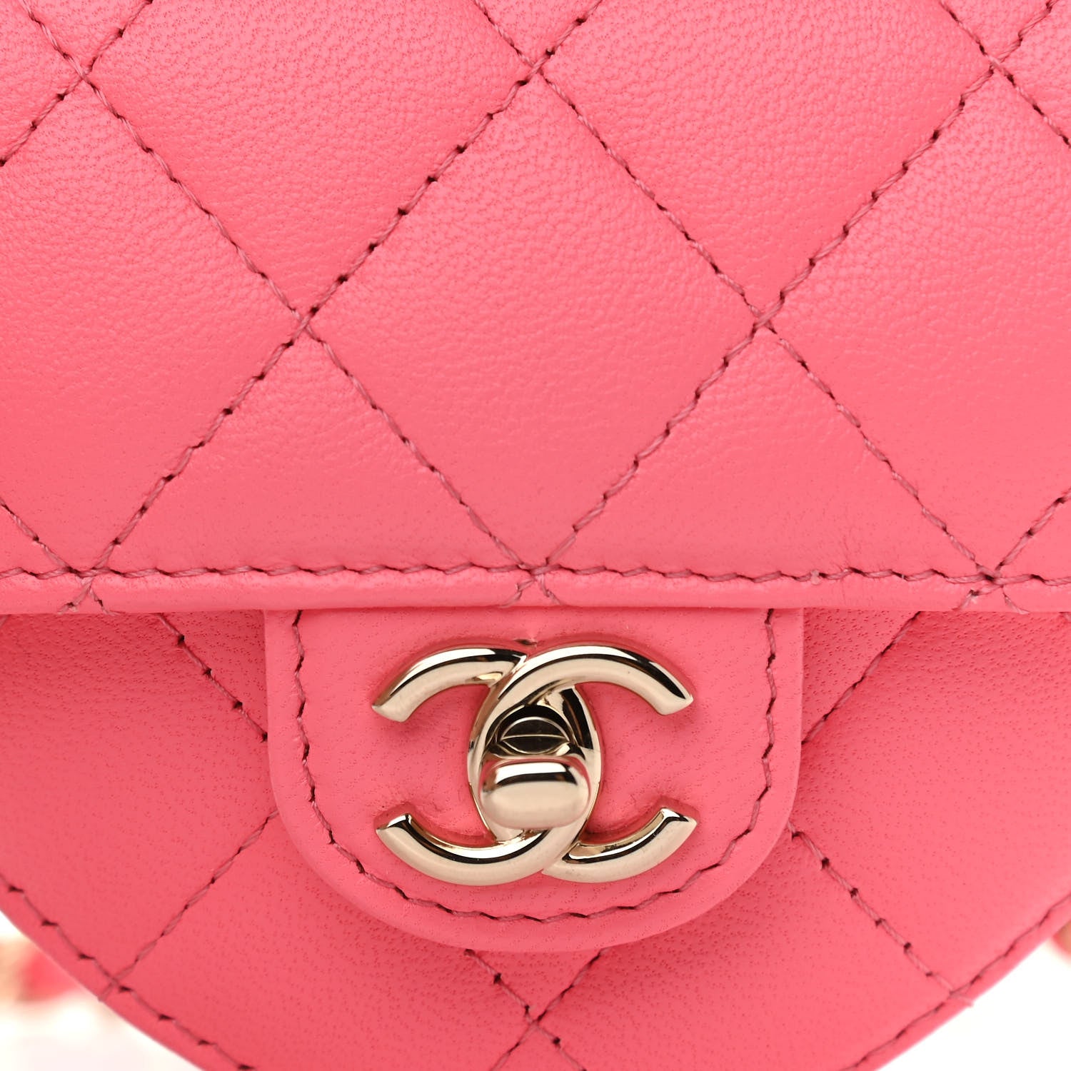 Chanel Lambskin Quilted CC In Love Heart Waist Belt Bag With Chain Pink 8 of 10