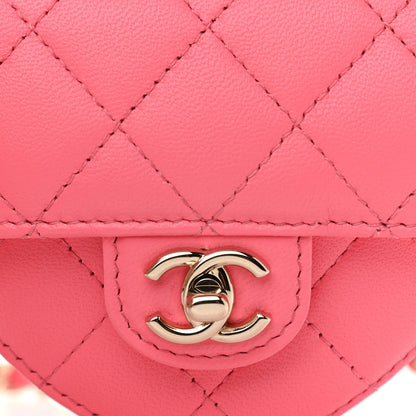 Chanel Lambskin Quilted CC In Love Heart Waist Belt Bag With Chain Pink 8 of 10