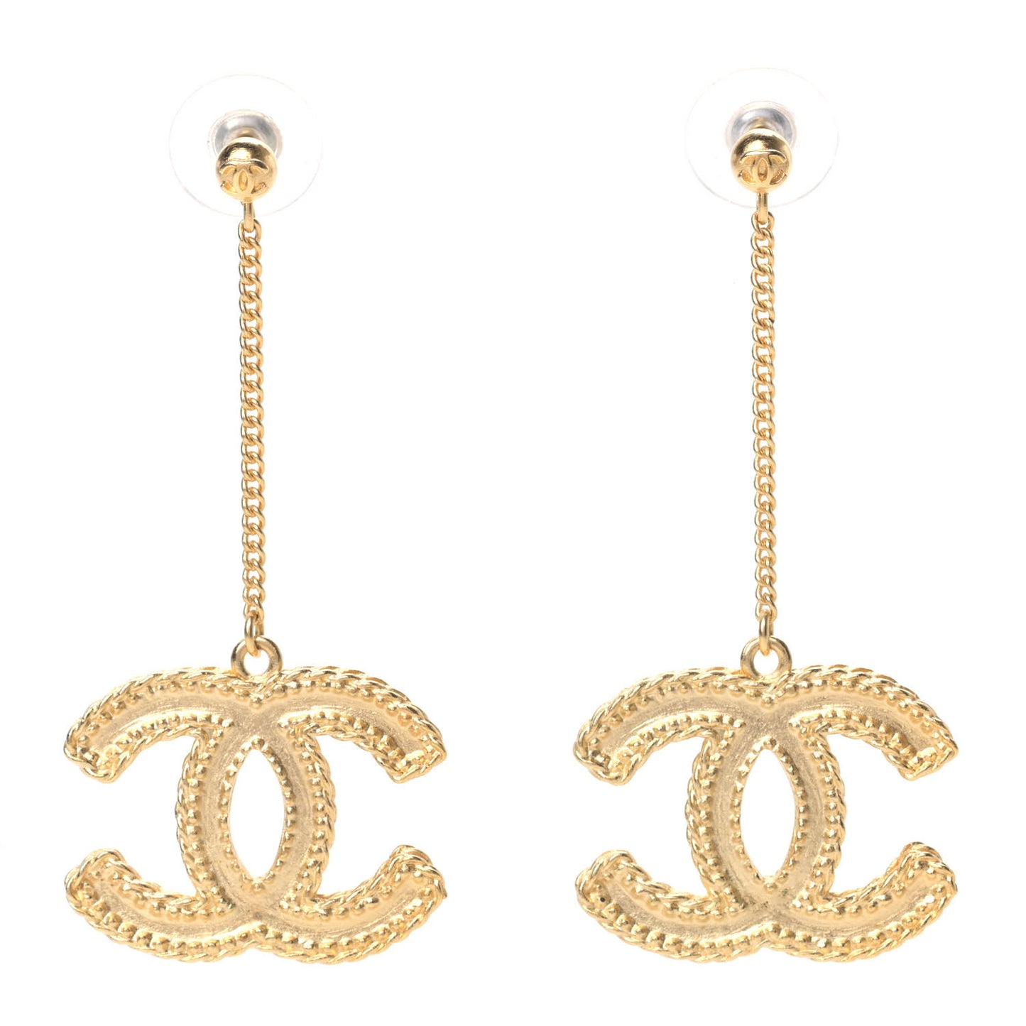 CC Drop Earrings Matte Gold