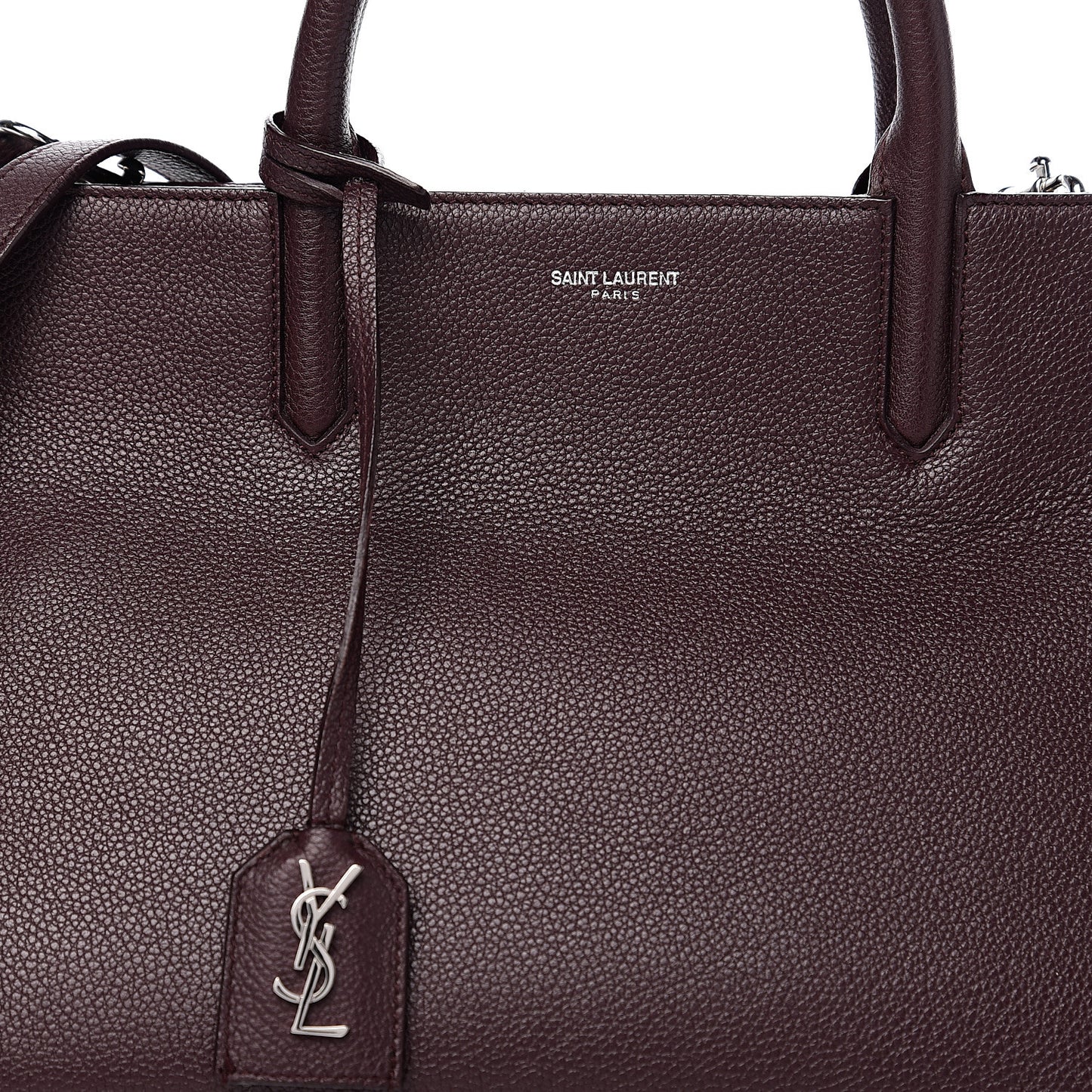 Grained Calfskin Small Cabas Rive Gauche Amaranto