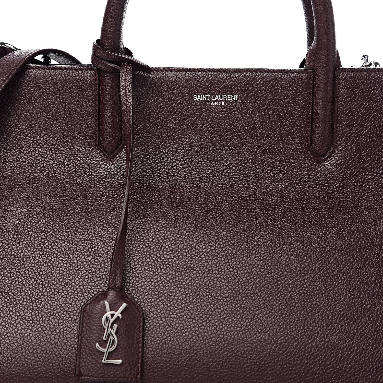 Saint Laurent Grained Calfskin Small Cabas Rive Gauche Amaranto 10 of 10