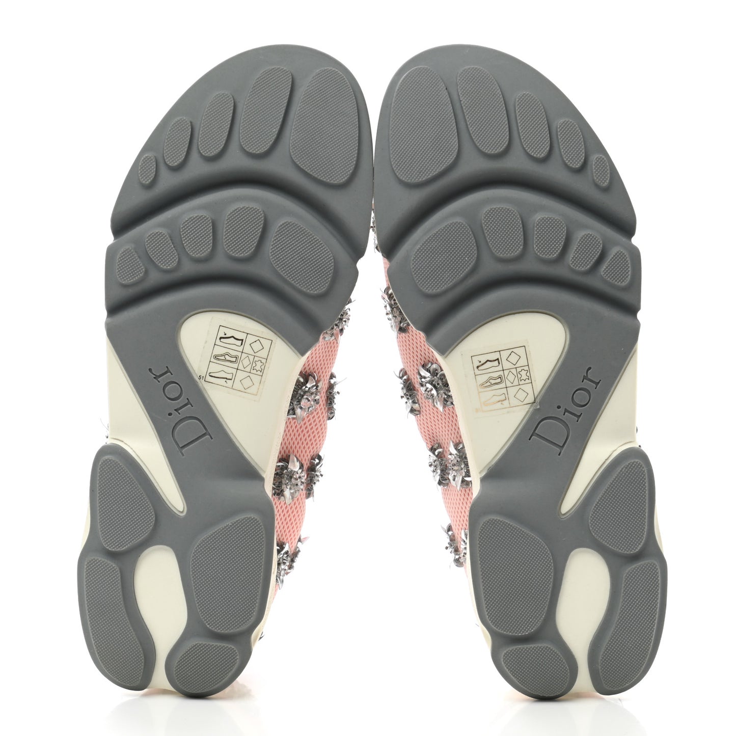 Technical Canvas Embellished Dior Fusion Sneakers 36.5 Pink Gray