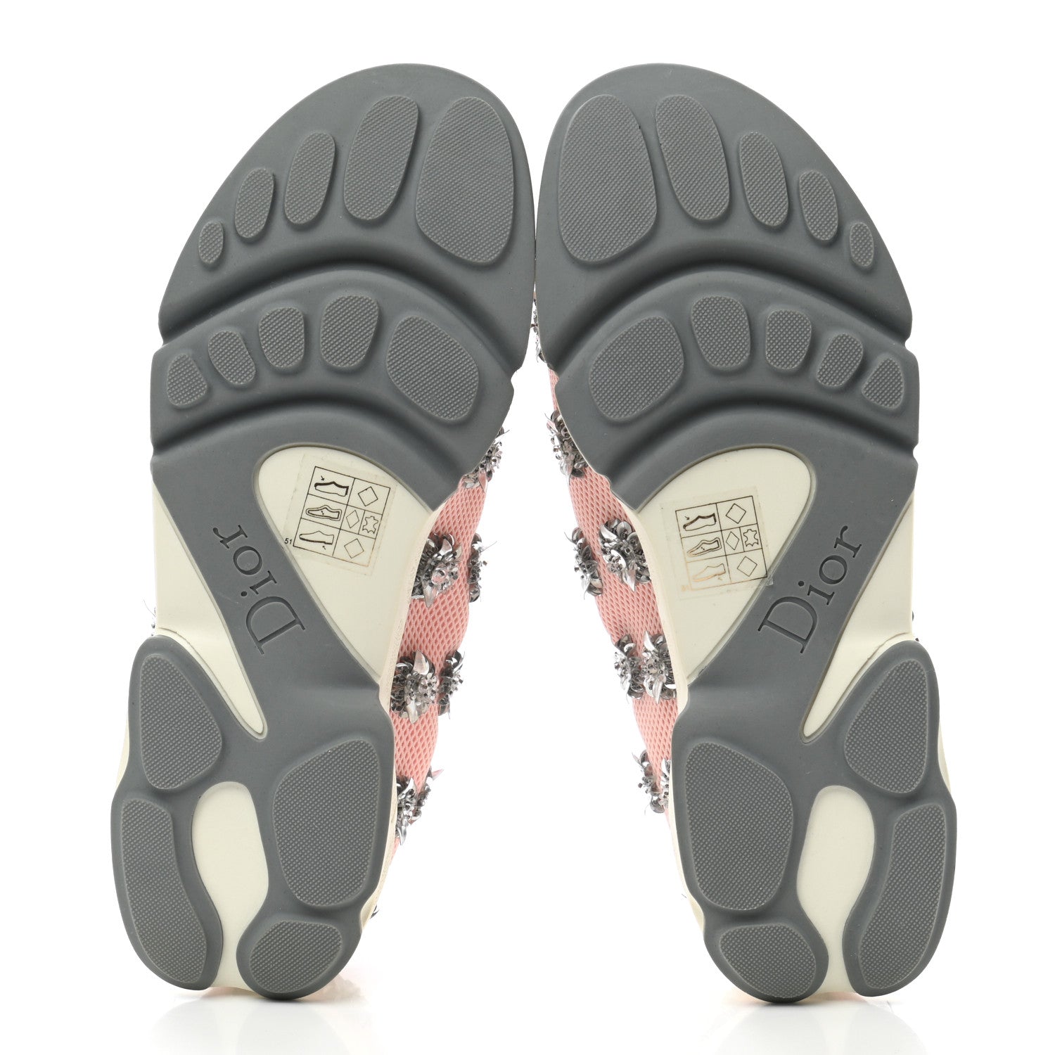 Christian Dior Technical Canvas Embellished Dior Fusion Sneakers 36.5 Pink Gray 5 of 8