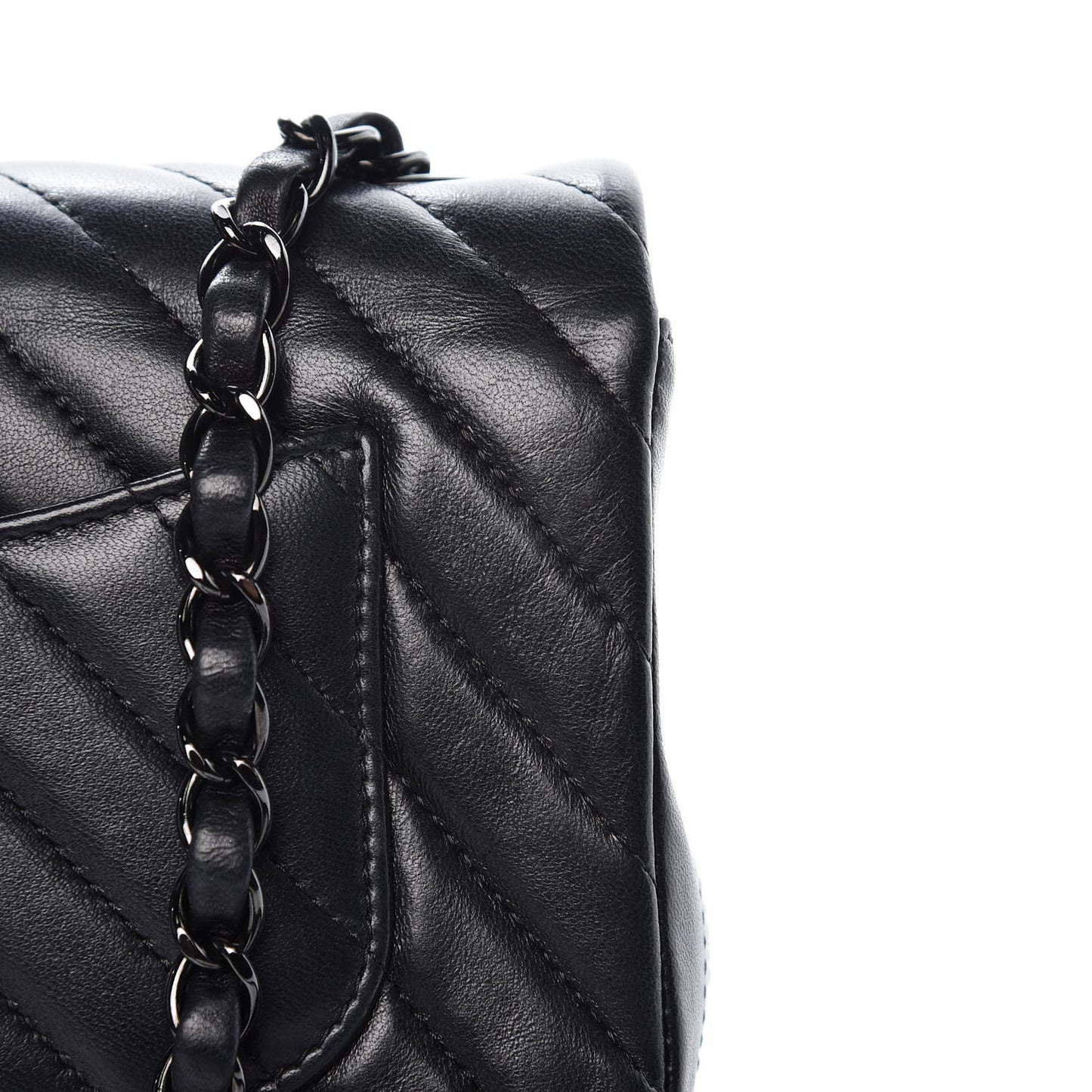 Lambskin Chevron Quilted Mini Rectangular Flap So Black