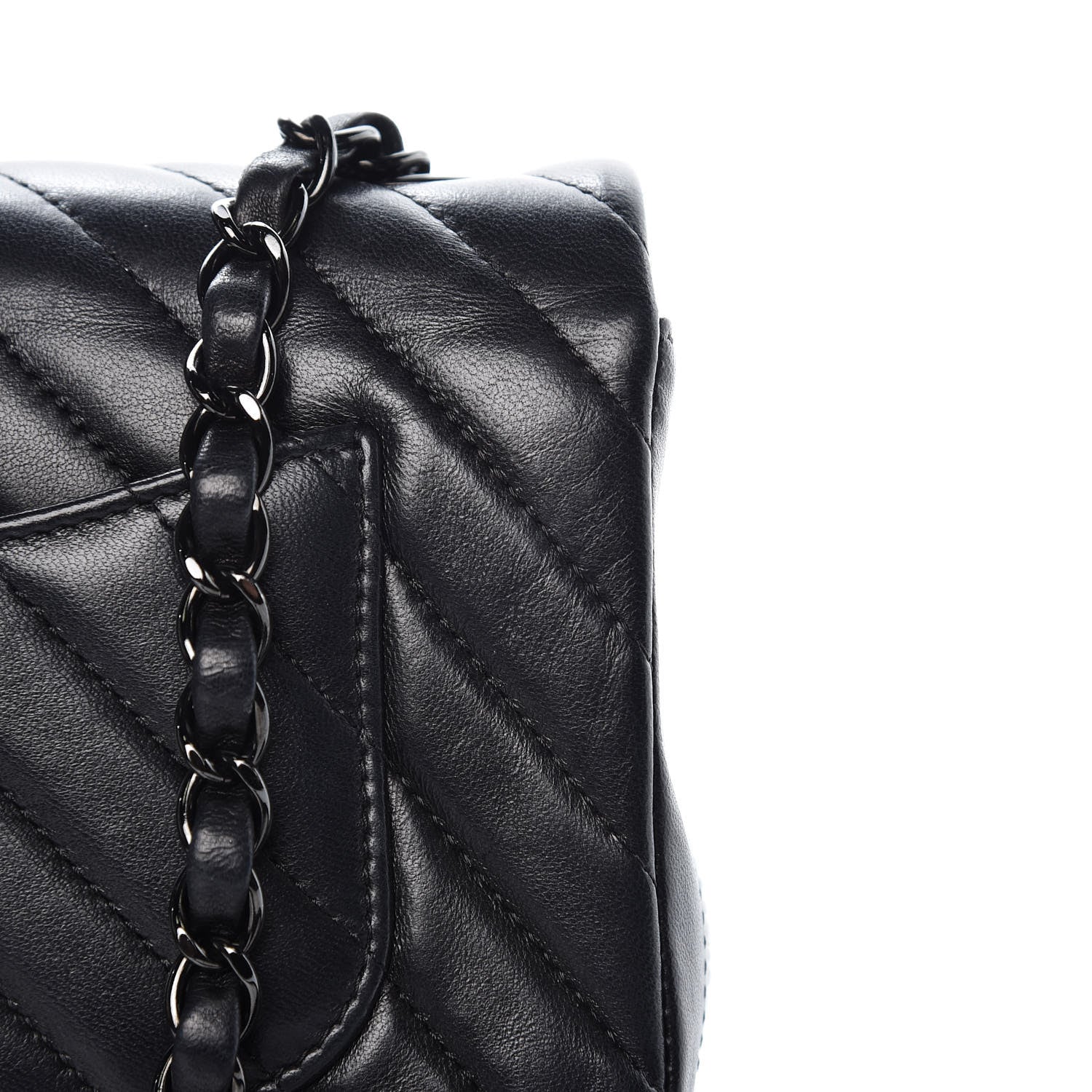 Chanel Lambskin Chevron Quilted Mini Rectangular Flap So Black 13 of 16