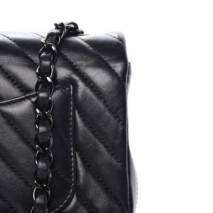 Chanel Lambskin Chevron Quilted Mini Rectangular Flap So Black 13 of 16