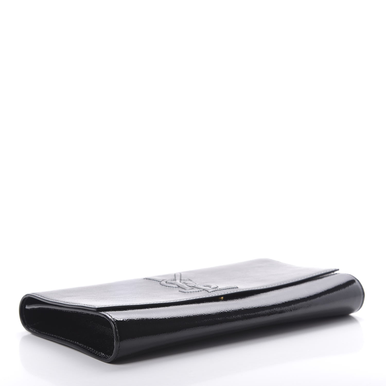 Saint Laurent Textured Patent Monogram Large Belle De Jour Clutch Black 4 of 7
