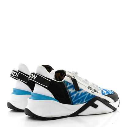 Fendi X SARAH COLEMAN Nylon Suede Lycra FF Vertigo Fendi Flow Low Top Sneakers 38.5 Transparent Cyber Blue 4 of 9