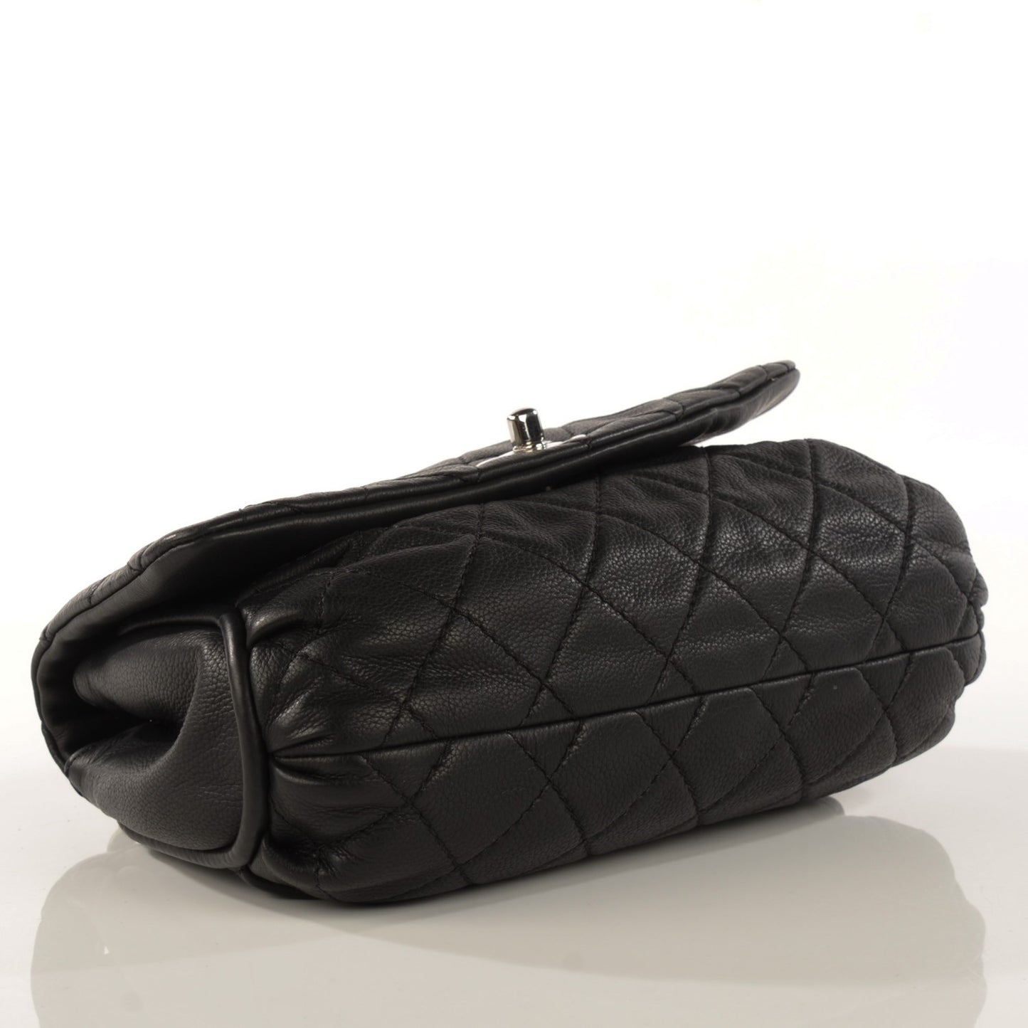 Calfskin Quilted CC Curvy Flap Black