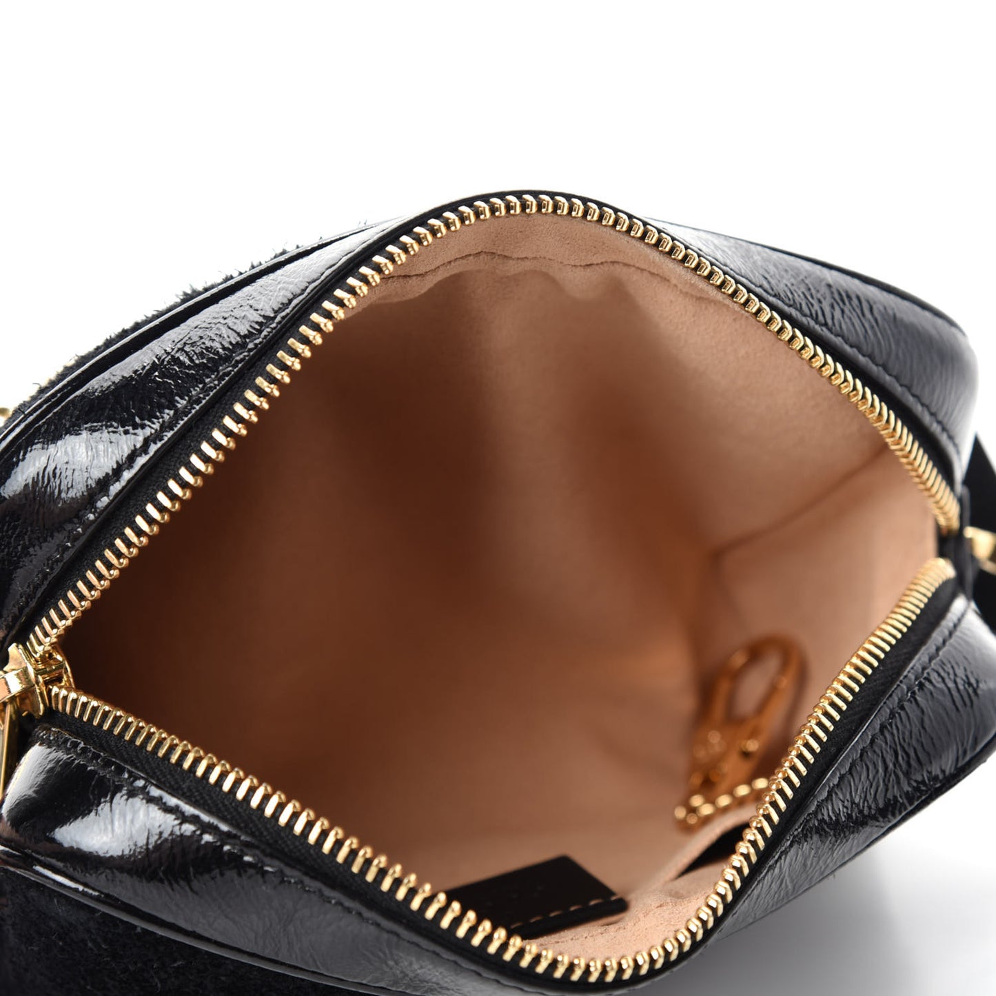 Suede Patent Web Mini Ophidia Shoulder Bag Black