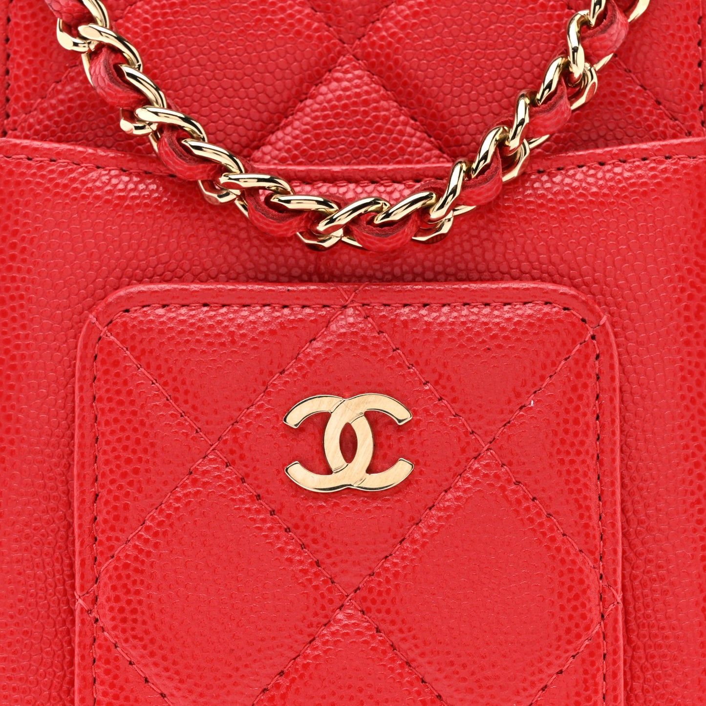 Caviar Quilted CC Phone Holder Red