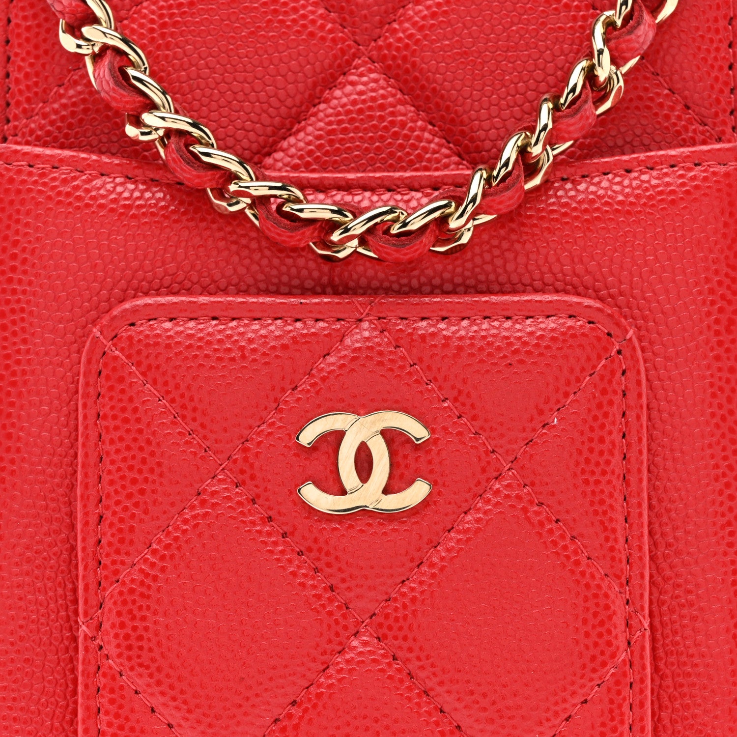 Chanel Caviar Quilted CC Phone Holder Red 9 of 12