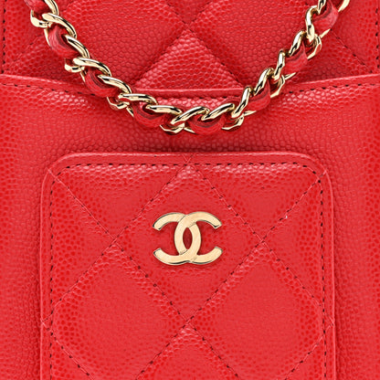 Chanel Caviar Quilted CC Phone Holder Red 9 of 12
