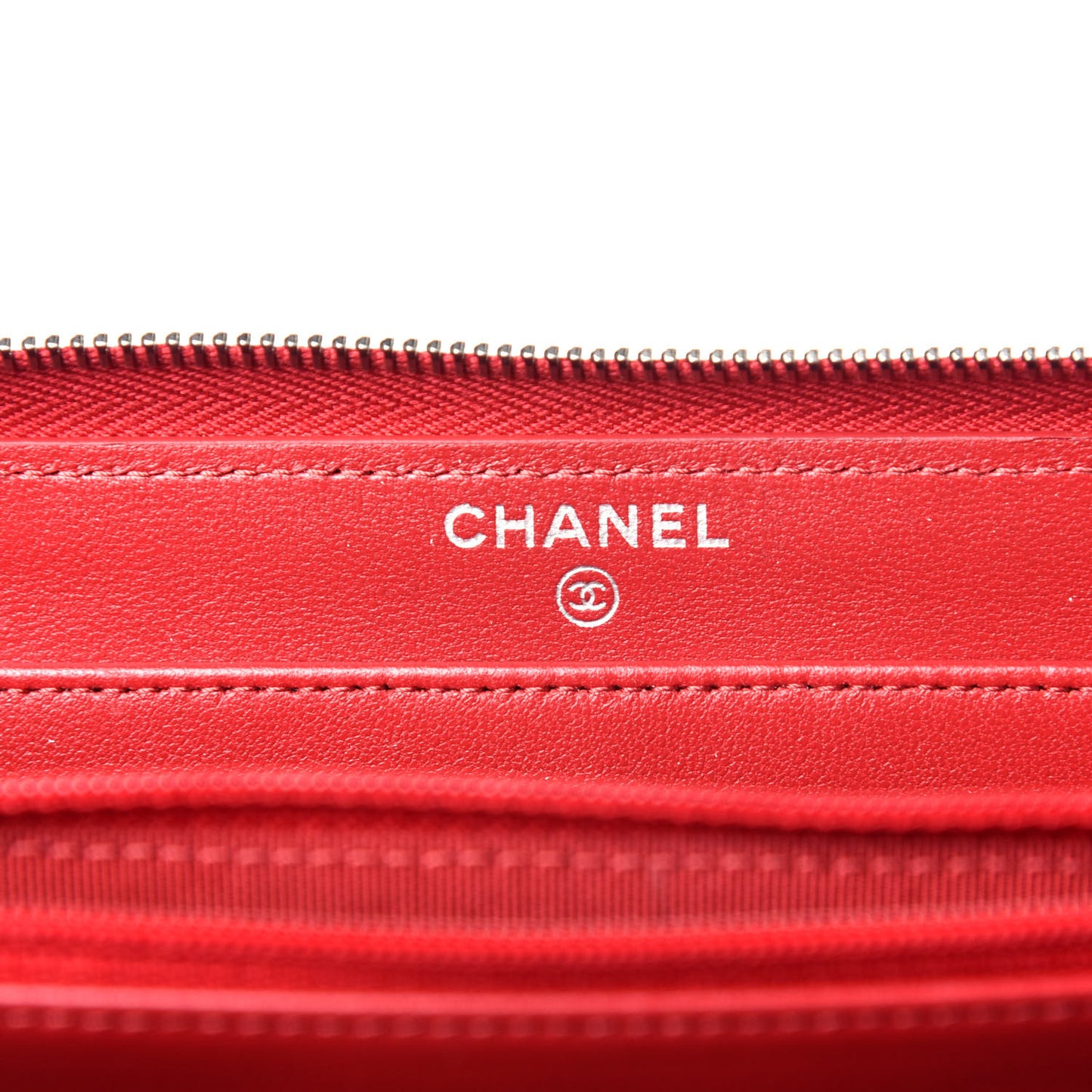 Lambskin Quilted Gusset Zip Around Wallet Red
