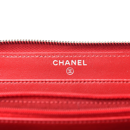 Chanel Lambskin Quilted Gusset Zip Around Wallet Red 8 of 11
