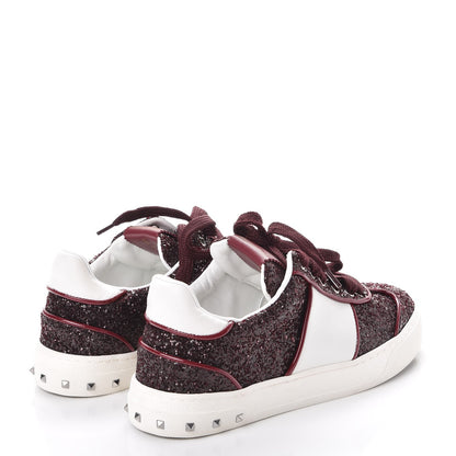 Valentino Garavani Calfskin Glitter Womens Flycrew Sneakers 35.5 Rubino Bianco 4 of 9