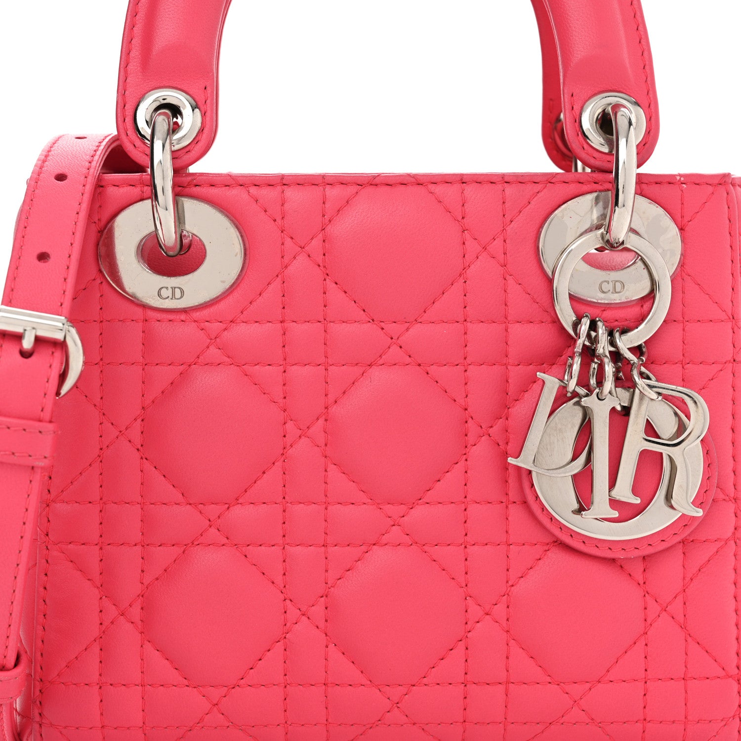 Christian Dior Lambskin Cannage Mini Lady Dior Hot Pink 8 of 16