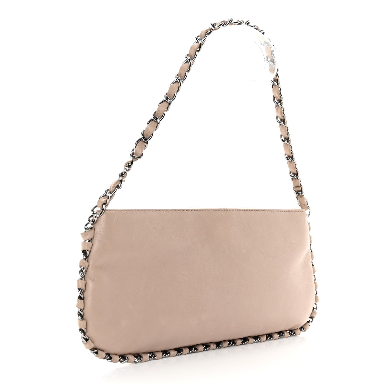 Chanel Lambskin Flat Shoulder Bag Beige 4 of 12