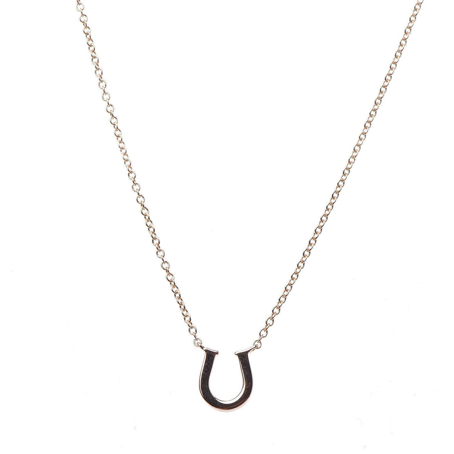 18K Rose Gold Diamond Mini Metro Horseshoe Pendant Necklace