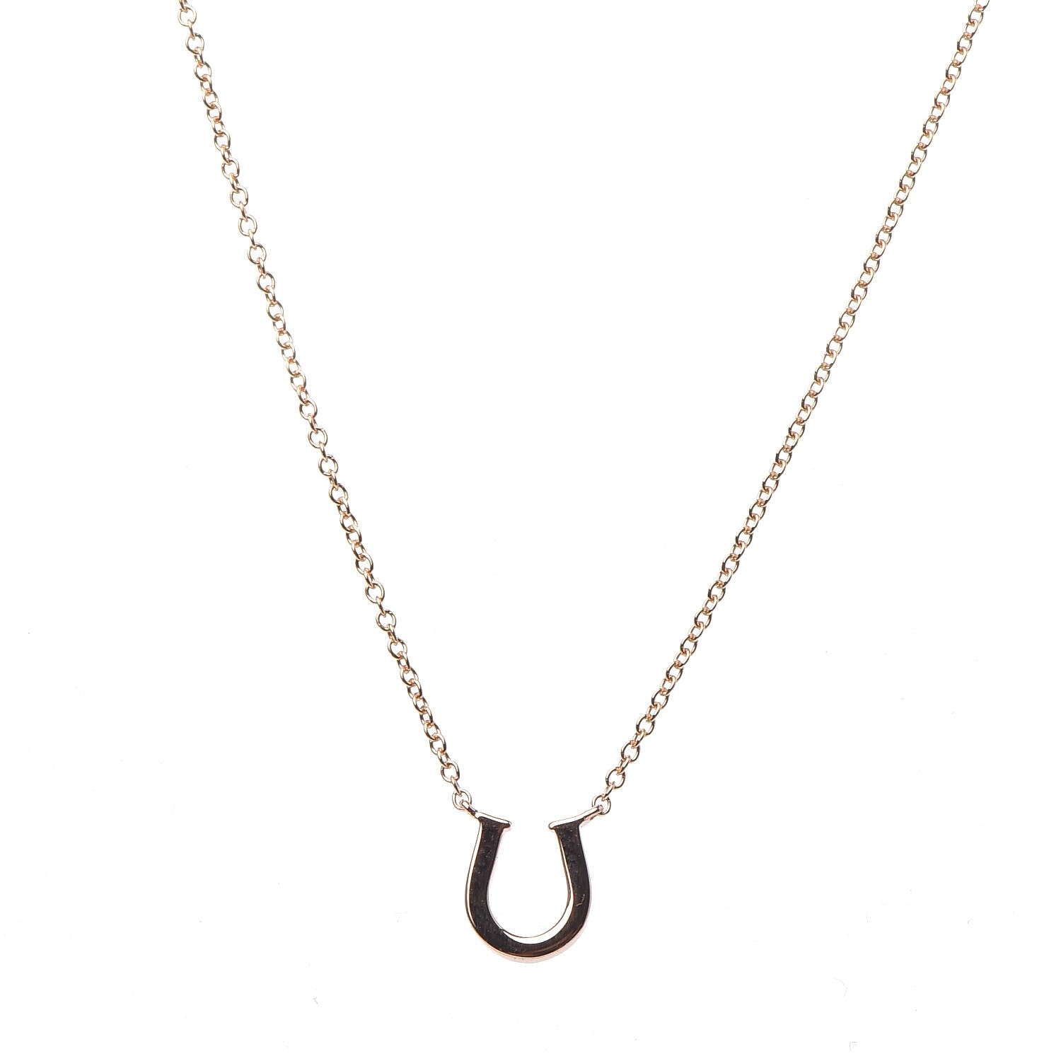 Tiffany 18K Rose Gold Diamond Mini Metro Horseshoe Pendant Necklace 4 of 6