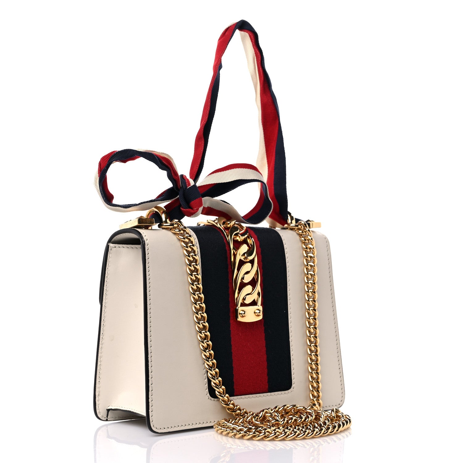 Gucci Calfskin Mini Sylvie Chain Shoulder Bag White 3 of 14