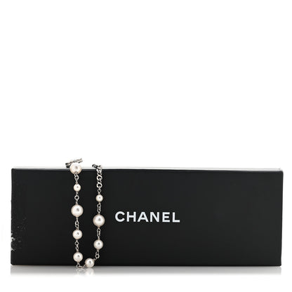 Chanel Pearl Crystal CC Starfall Necklace Silver 6 of 6