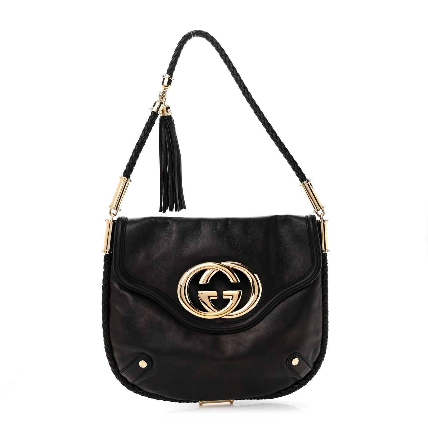 Gucci Calfskin Medium Britt Tassel Shoulder Bag Black 1 of 10