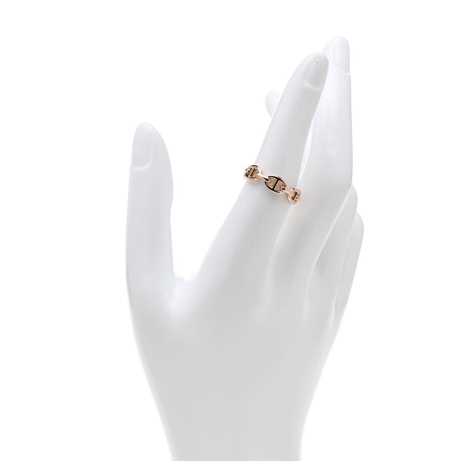 Hermes 18K Rose Gold PM Chaine D'Ancre Enchainee Ring 55 7.25 2 of 7