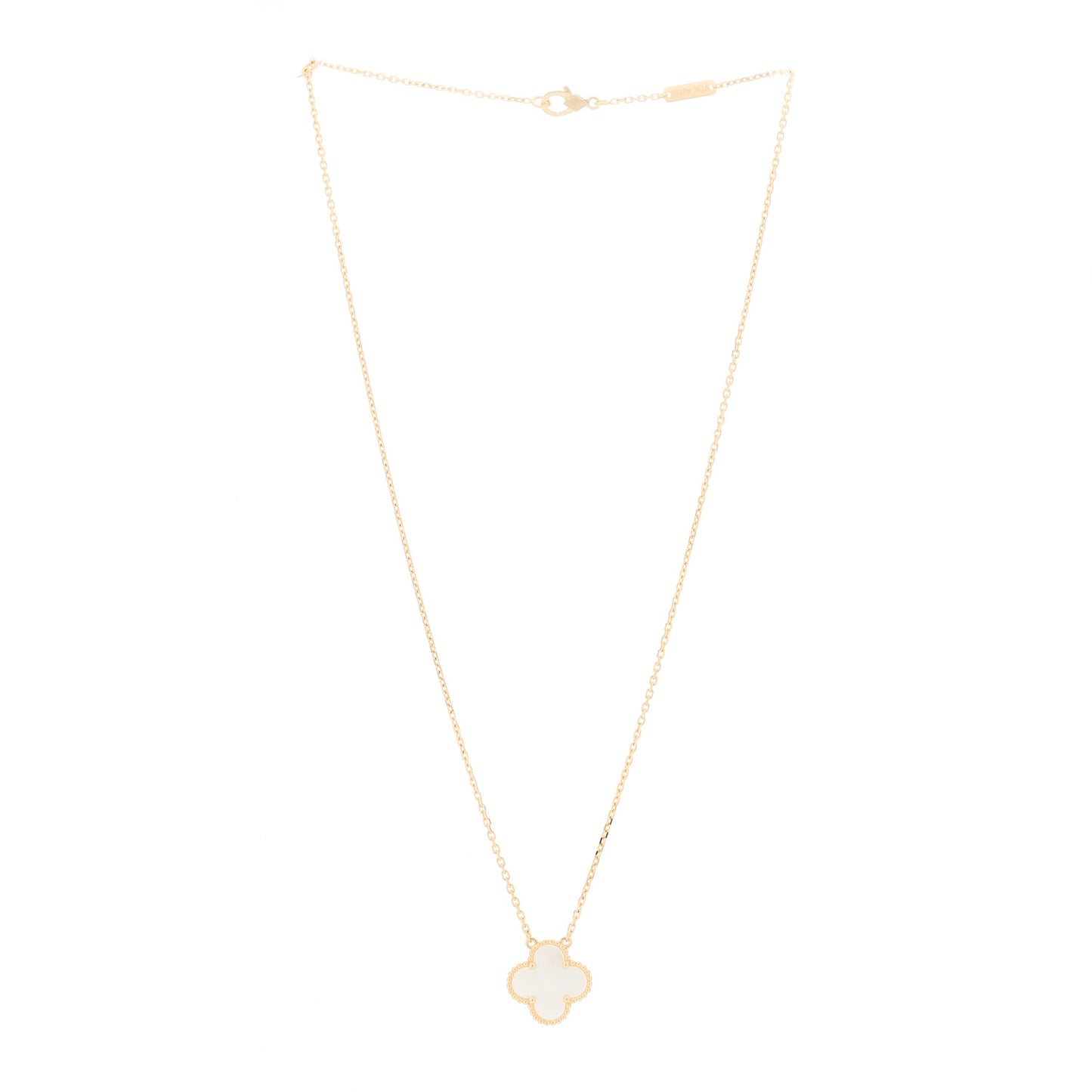 18K Yellow Gold Mother of Pearl Vintage Alhambra Pendant Necklace