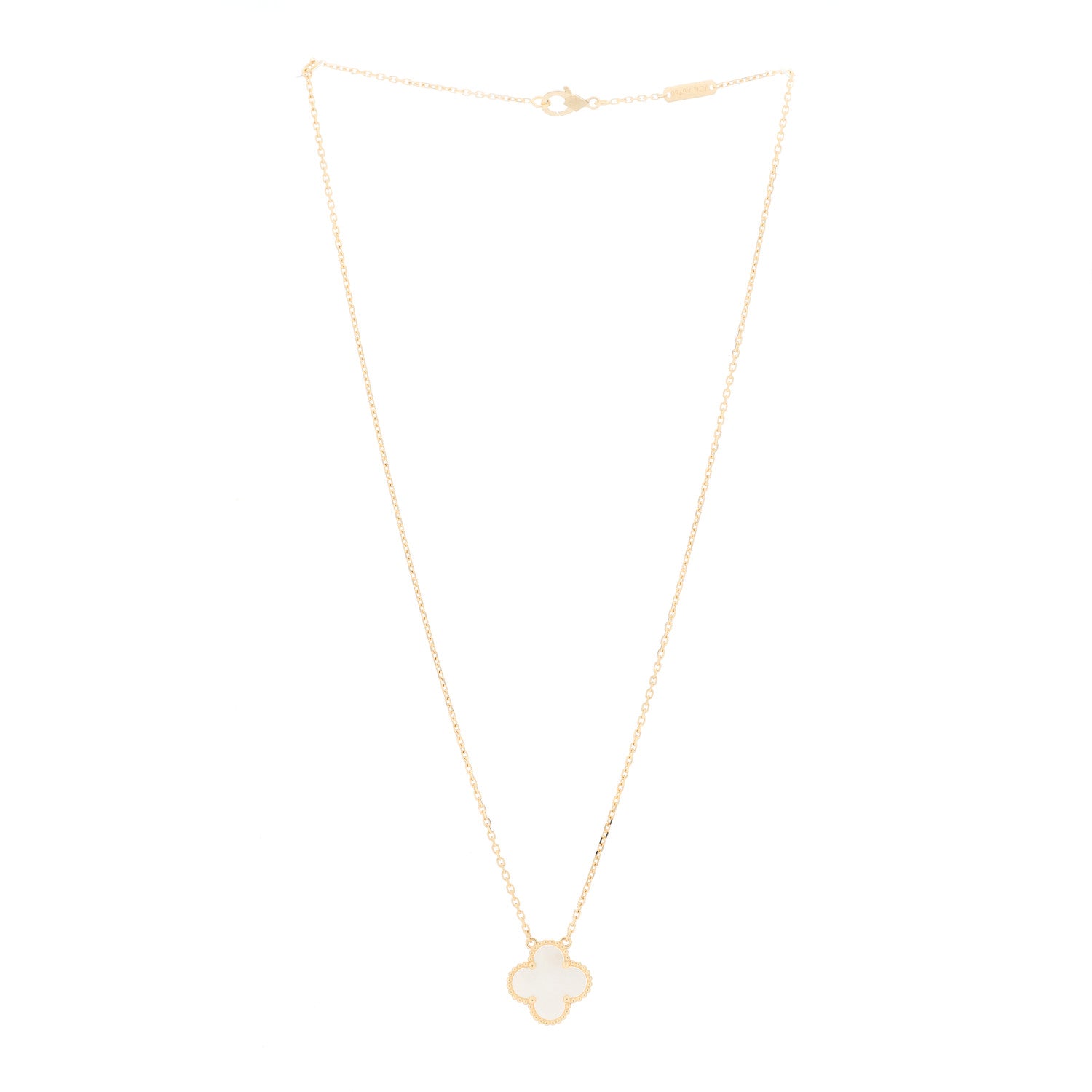 Van Cleef & Arpels 18K Yellow Gold Mother of Pearl Vintage Alhambra Pendant Necklace 2 of 5
