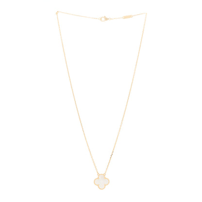Van Cleef & Arpels 18K Yellow Gold Mother of Pearl Vintage Alhambra Pendant Necklace 2 of 5