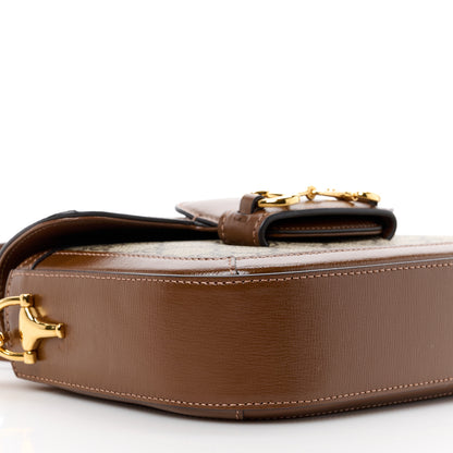 Gucci GG Supreme Monogram Web Mini Horsebit 1955 Shoulder Bag Beige Brown Sugar 11 of 13