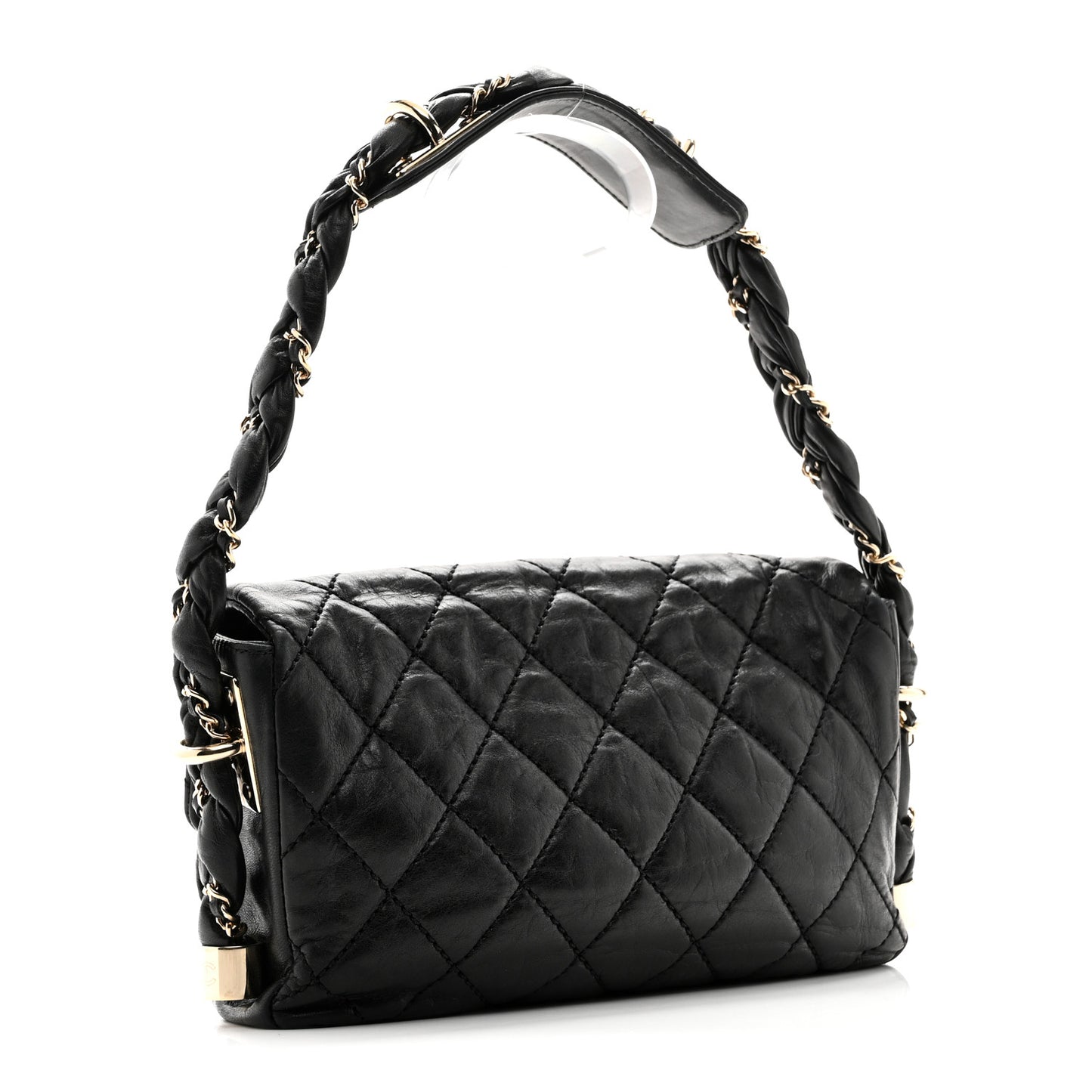 Lambskin Small Lady Braid Flap Black