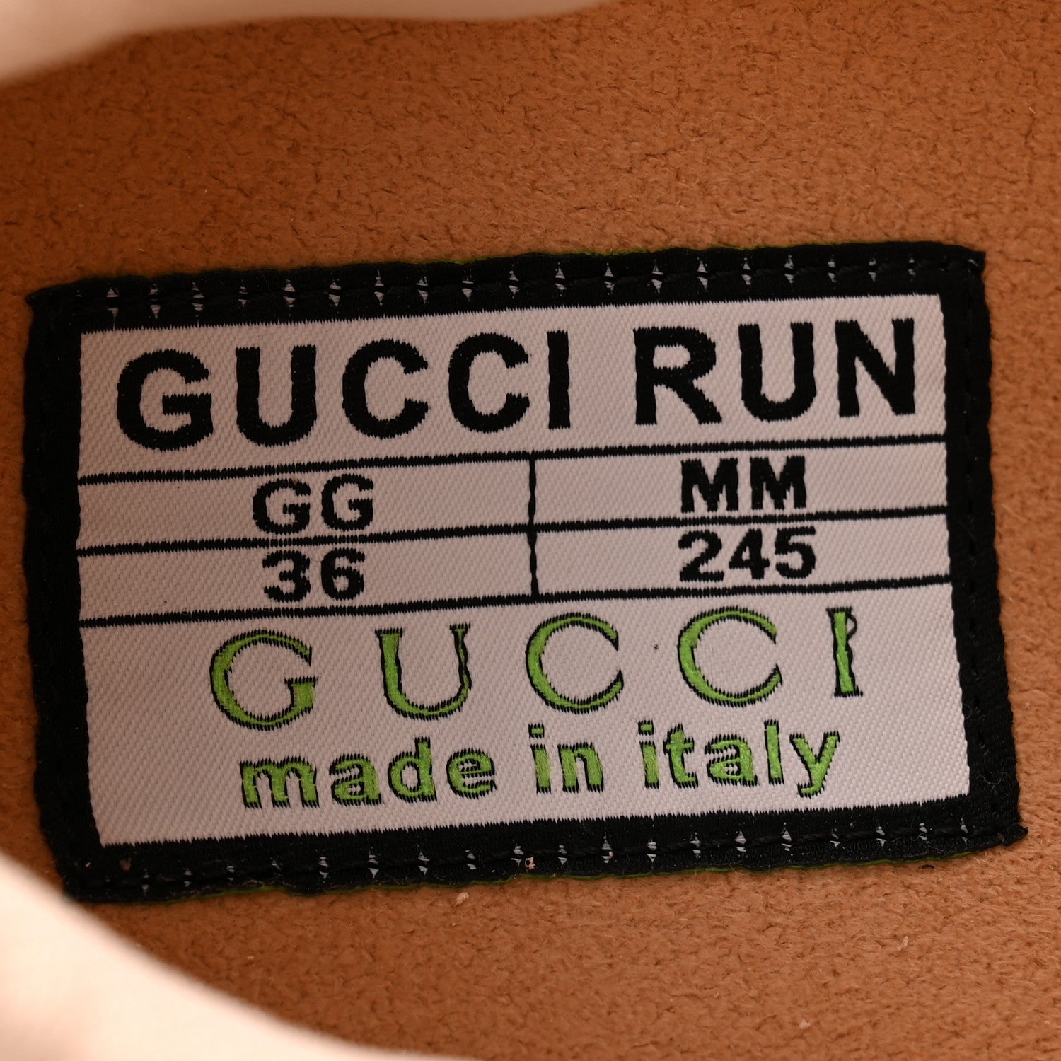 Gucci Tela Retino Mesh Crystal Suede GG Monogram Womens Gucci Run Sneakers 36 Light Powder Skin Rose Silver 6 of 11