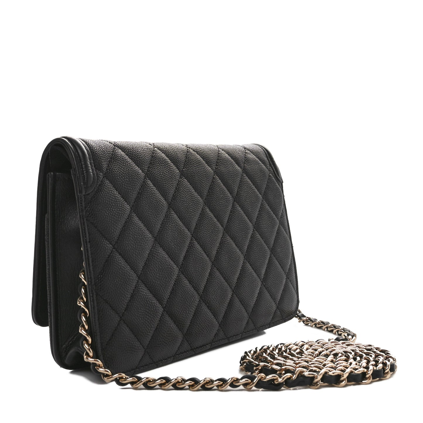 Caviar Quilted CC Filigree Wallet On Chain WOC Black
