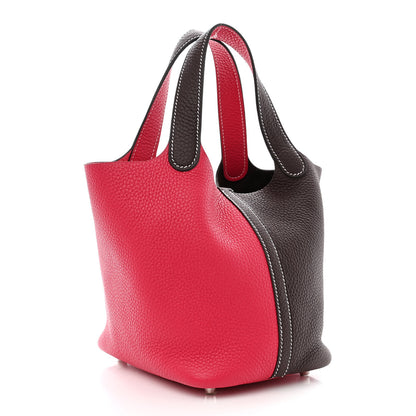 Hermes Taurillon Clemence Casaque Picotin Lock 18 PM Rouge Sellier Framboise 3 of 10