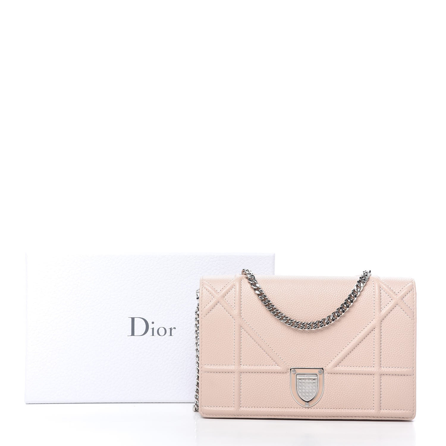 Christian Dior Grained Calfskin Diorama Wallet on Chain Pouch Nude 10 of 10