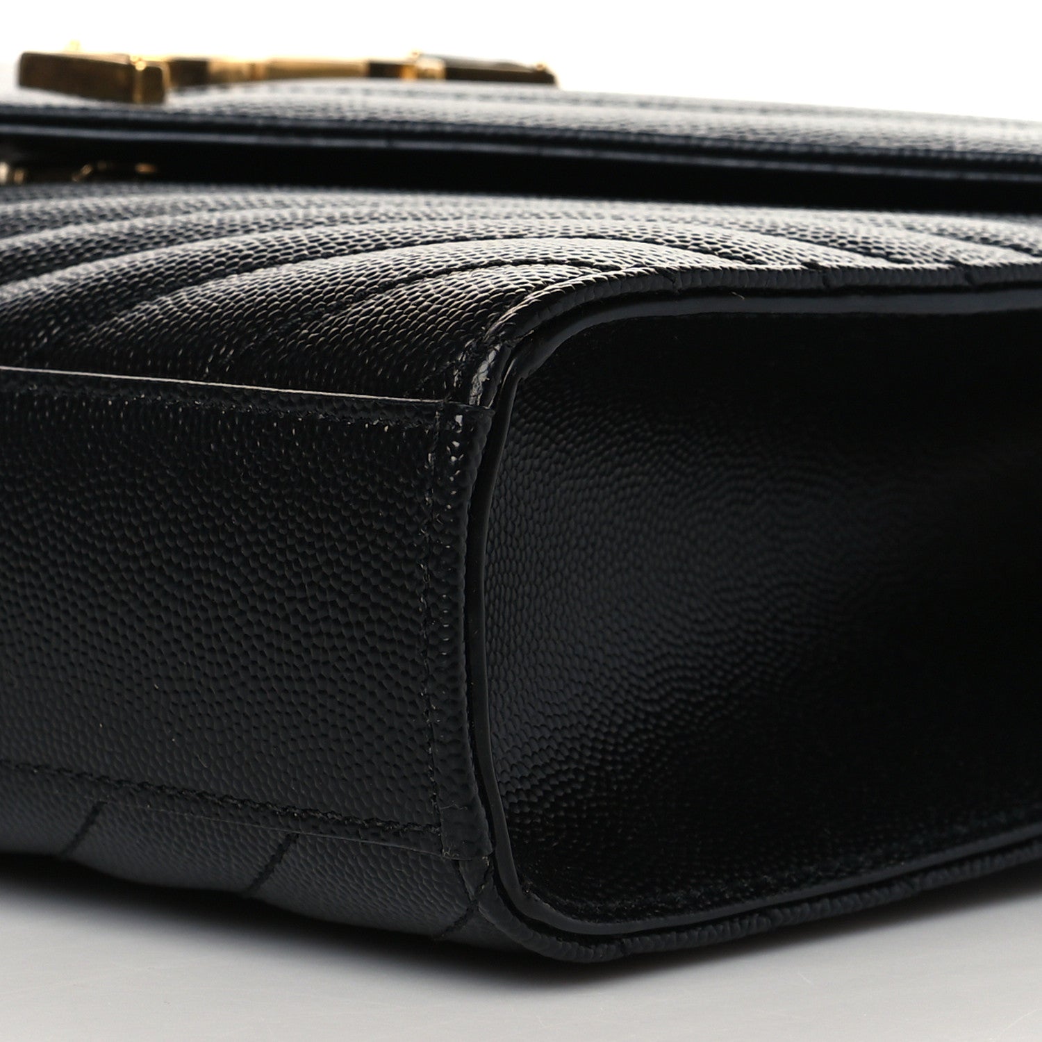 Saint Laurent Grain De Poudre Matelasse Chevron Medium Monogram Satchel Black 10 of 10