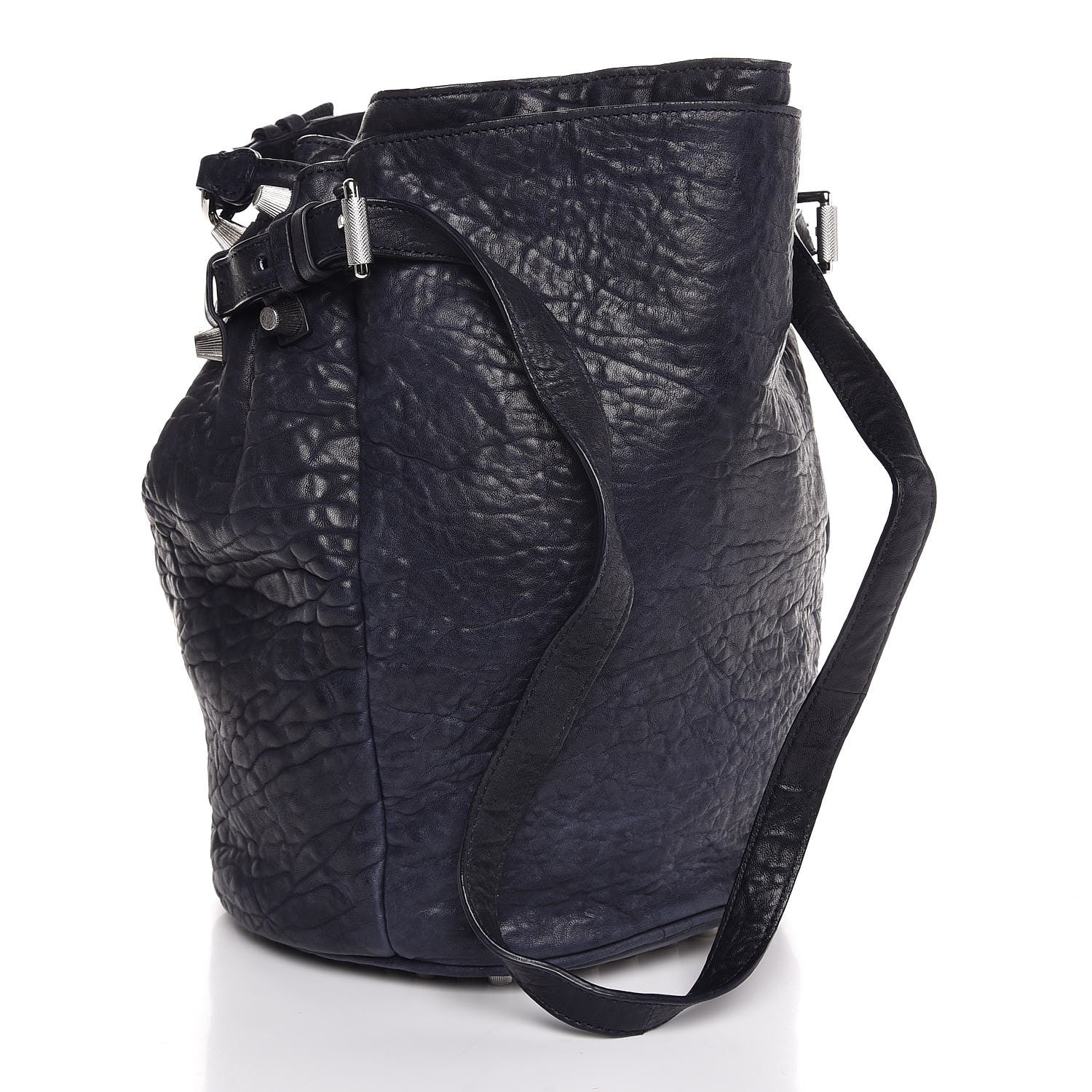Alexander Wang Pebbled Lambskin Diego Bucket Navy 3 of 6