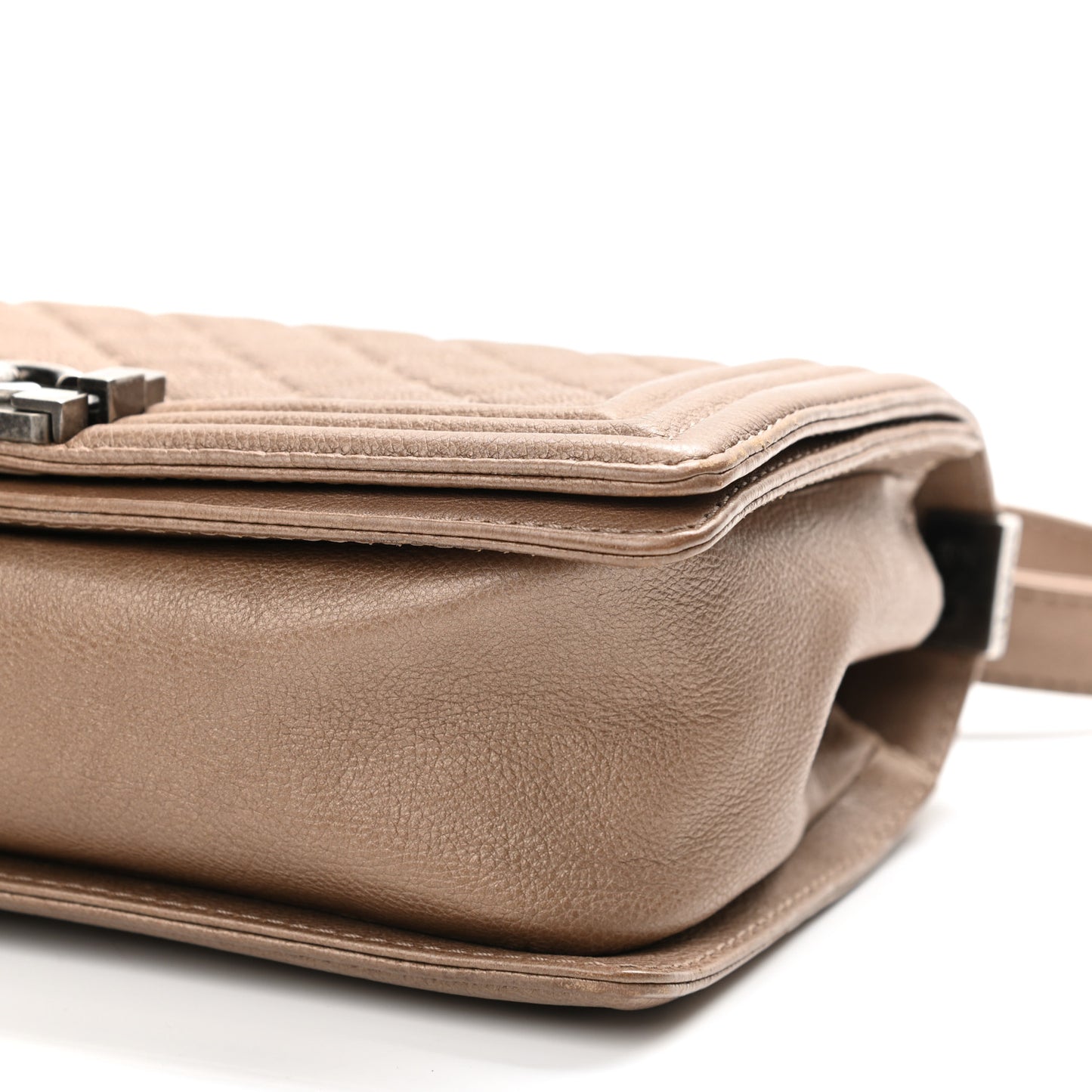 Grained Calfskin Quilted Medium Boy Flap Light Brown