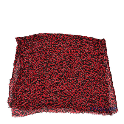 Louis Vuitton Cashmere Silk Leopard Etole Stole Rouge 2 of 3