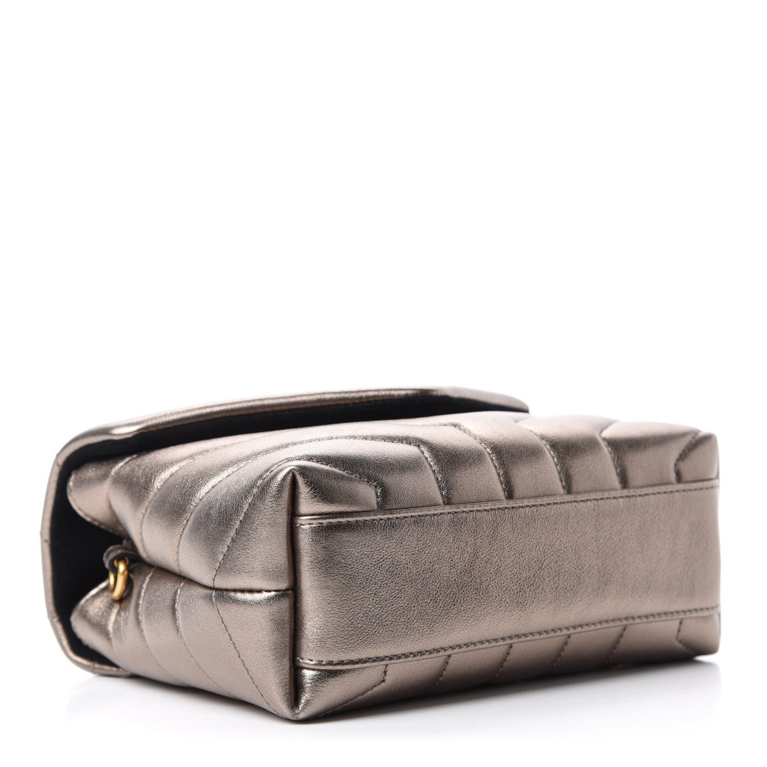 Saint Laurent Metallic Calfskin Y Quilted Monogram Toy Loulou Crossbody Bag Piombo 4 of 13