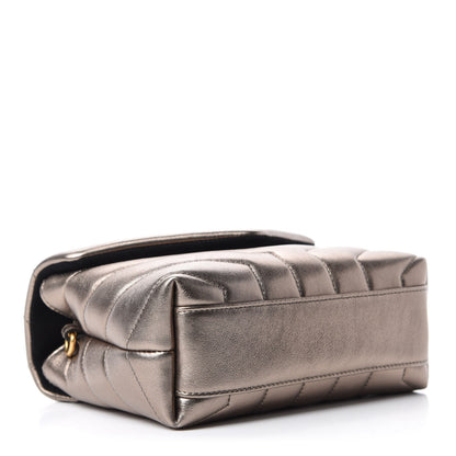 Saint Laurent Metallic Calfskin Y Quilted Monogram Toy Loulou Crossbody Bag Piombo 4 of 13
