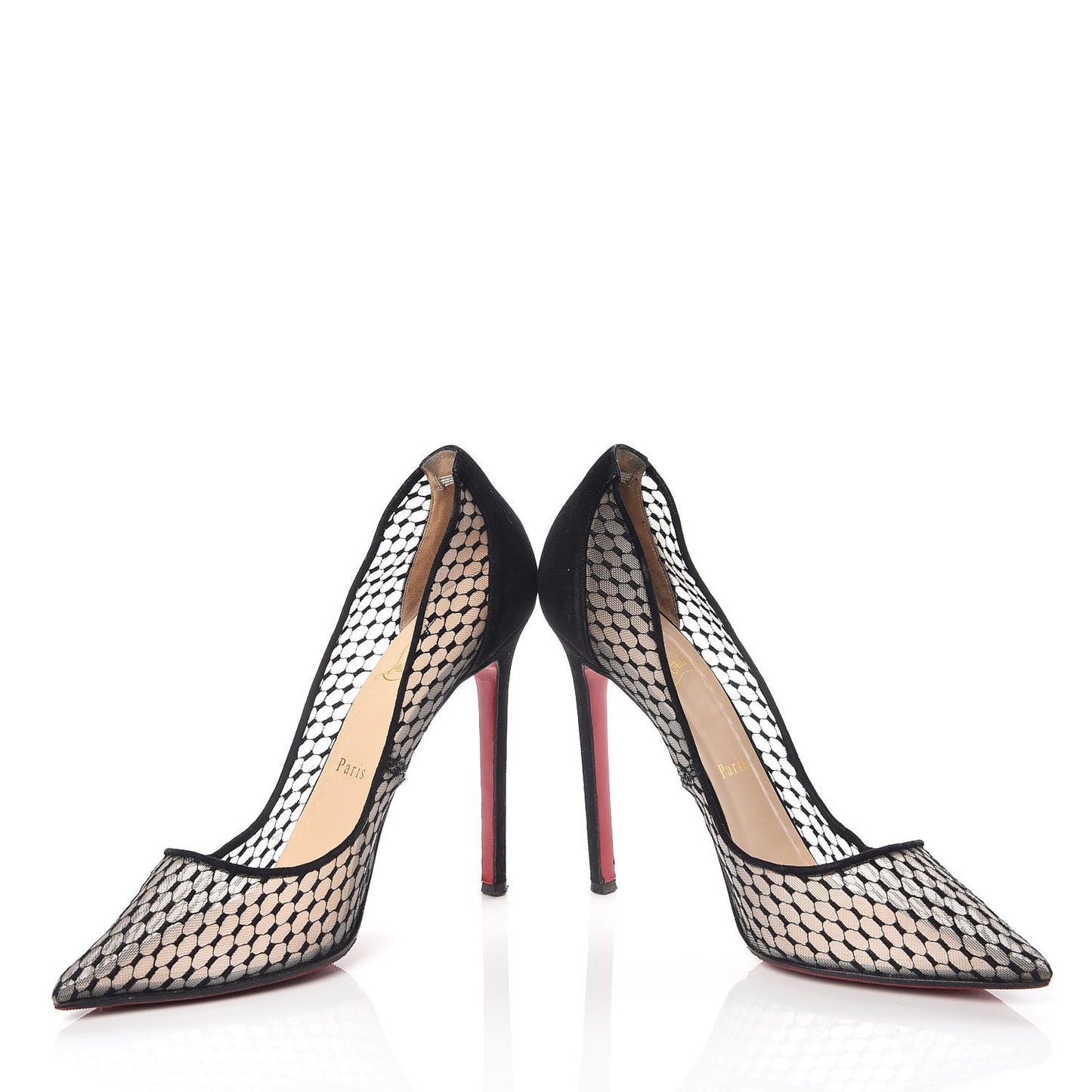 Fishnet Kid Suede Resille Follies 100 Pumps 39 Natural Black