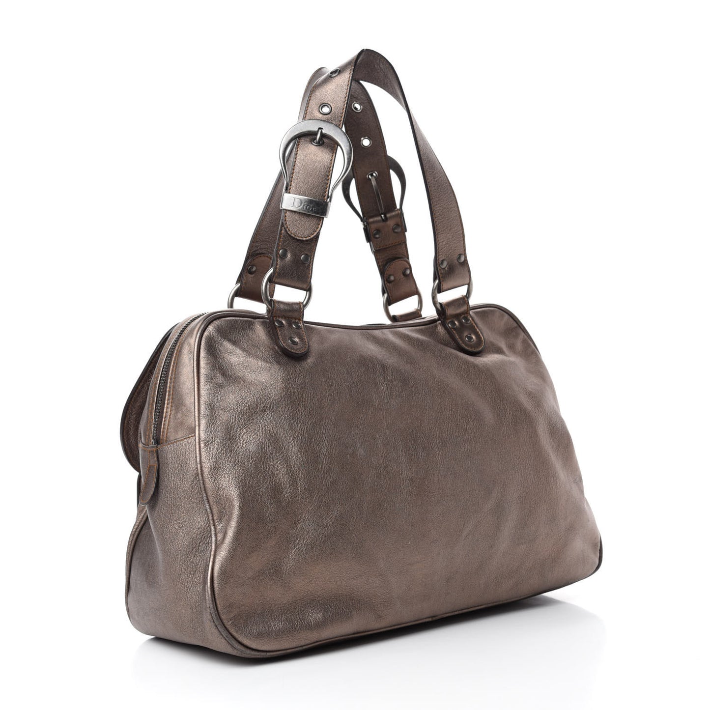 Metallic Calfskin Medium Gaucho Double Saddle Bronze