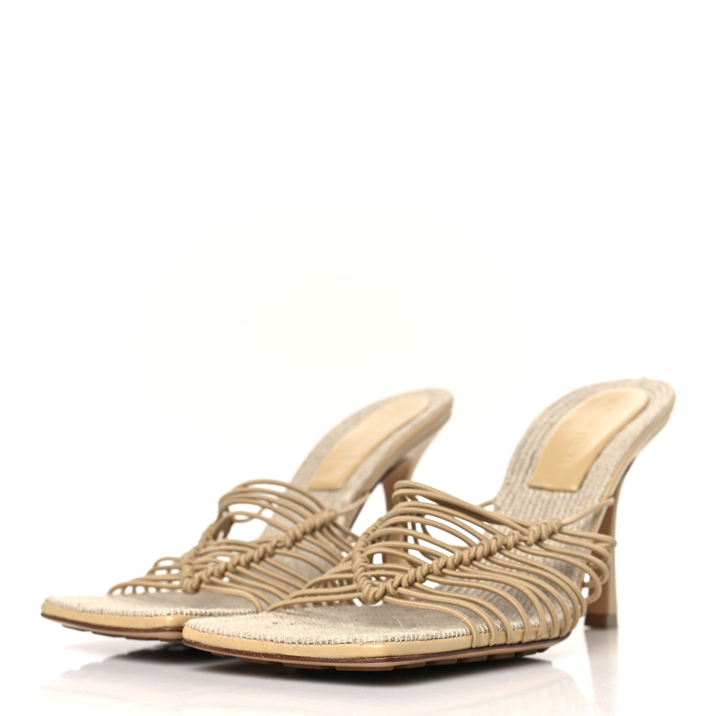 Raffia Elasticized Stretch Mule Sandals 39 Cane Sugar