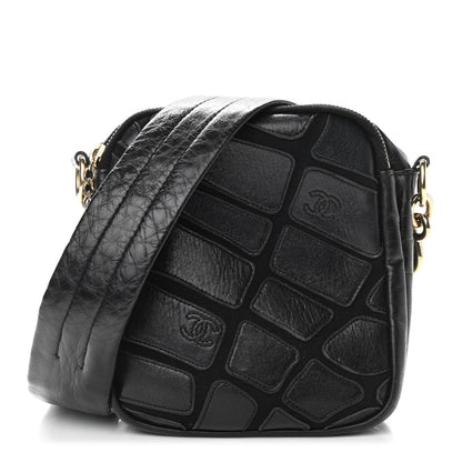 Chanel Lambskin Jersey Scales Zipper Shoulder Bag Black 1 of 10