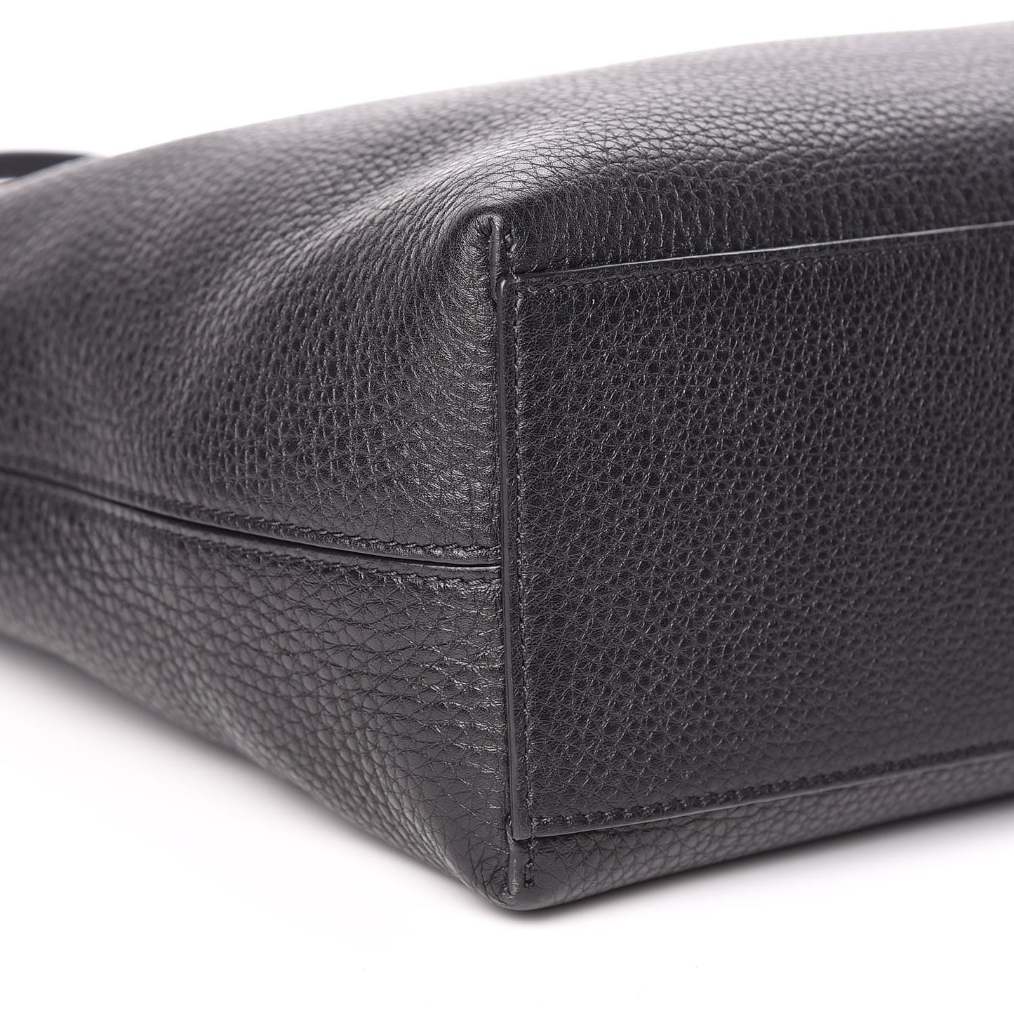 Grained Calfskin Small Rockstud Shoulder Tote Black