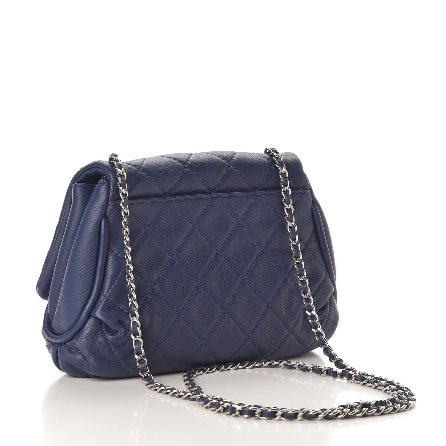 Calfskin Quilted CC Curvy Flap Blue